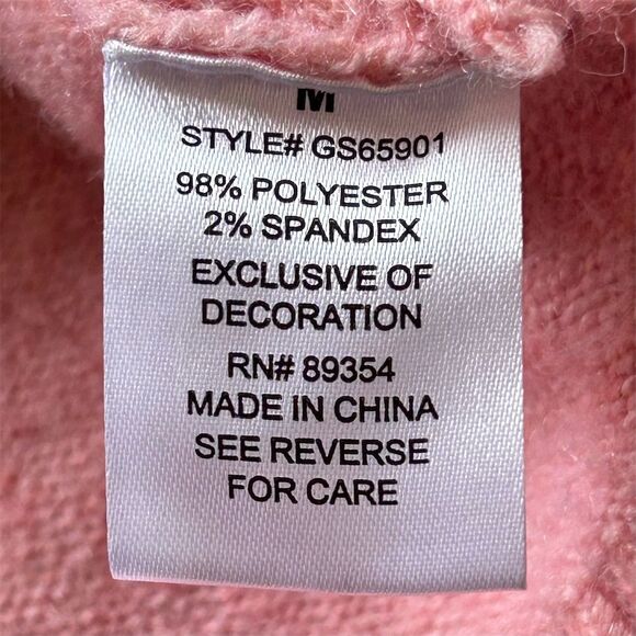 Kathy Ireland Women's Pink Braided Heart Pullover Sweater Size M - Picture 3 of 10